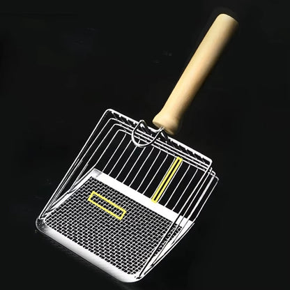Stainless Cat Litter Scoop - Easy Clean, Wood Handle