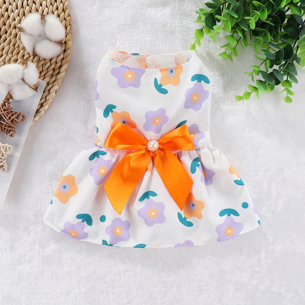 Dog Dresses: Soft Floral Outfit for Cats & Dogs