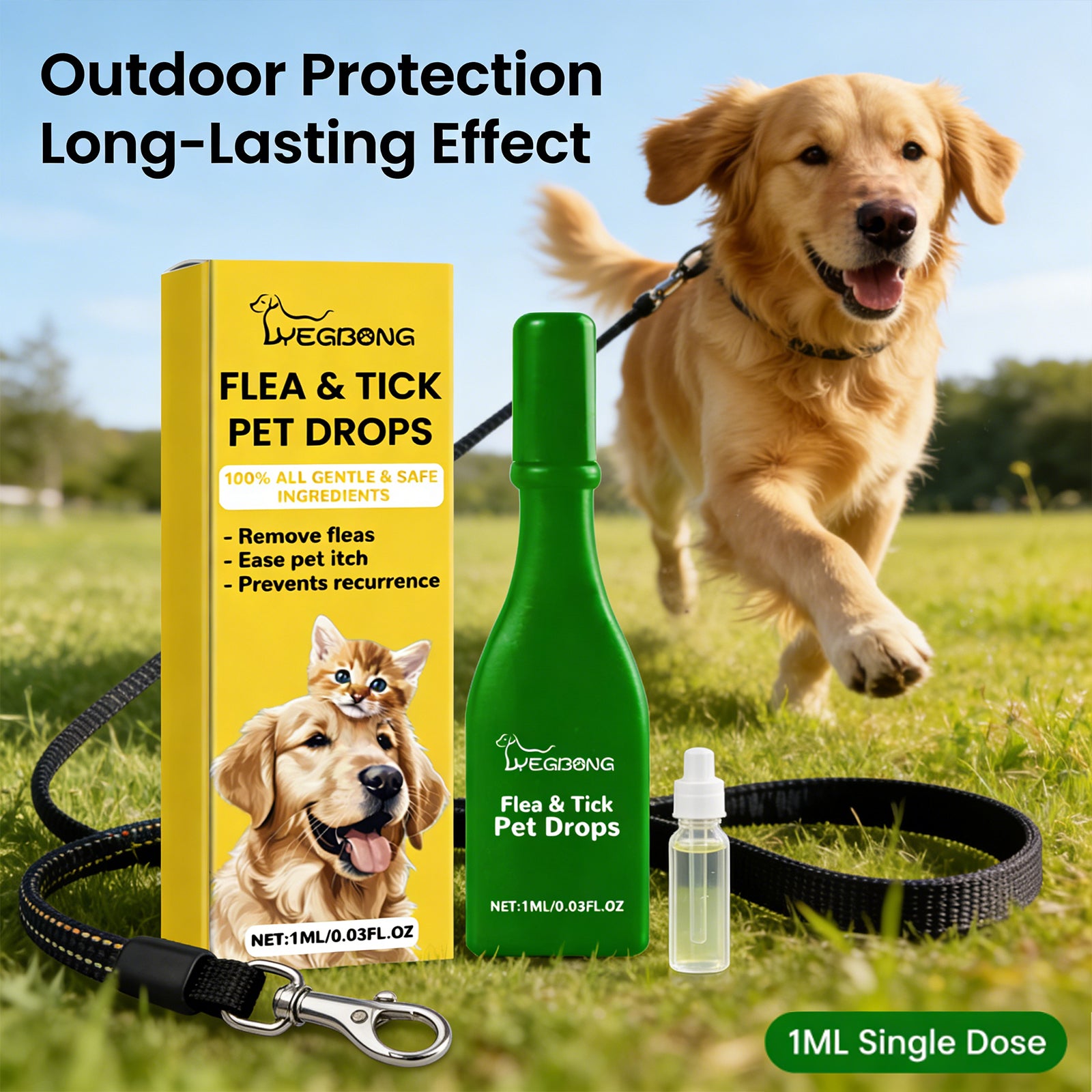 Dog Tick Flea Treatment Drops: Repel Fleas, Healthy Skin, Glossy Coat
