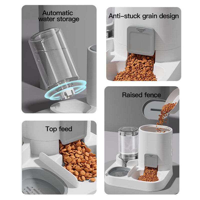 Automatic Cat Water Dispenser & Feeder - Spill-Proof Design