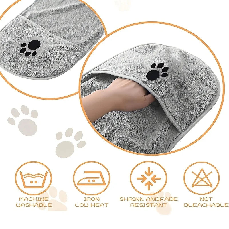Pet Drying Towel for Dog Cat, Super Absorbent Soft Puppy Kitten Bath Towel, Household Pet Shower Cleaning Supplies