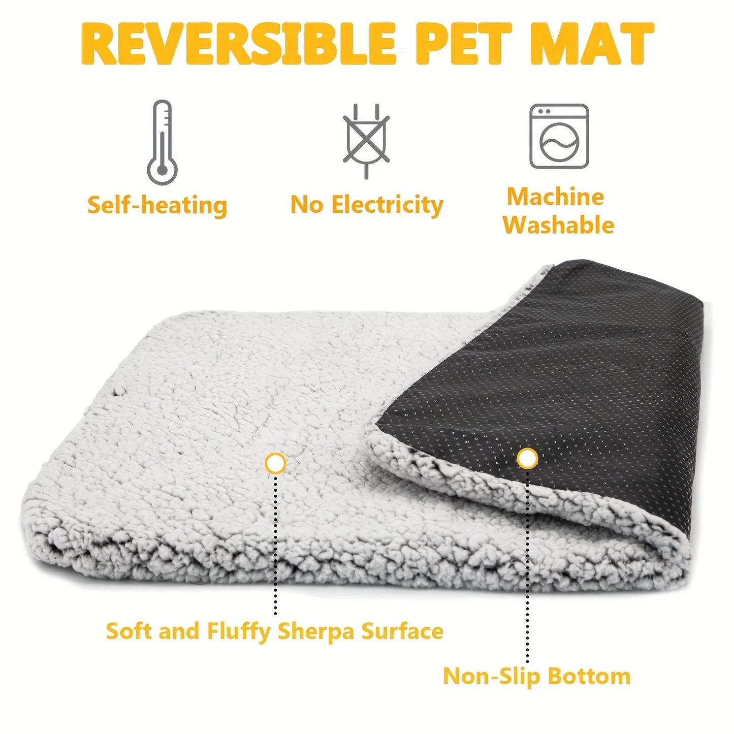 Cat Heating Pad: Pet Self-Heating Blanket Pad - Reflective & Washable Mat
