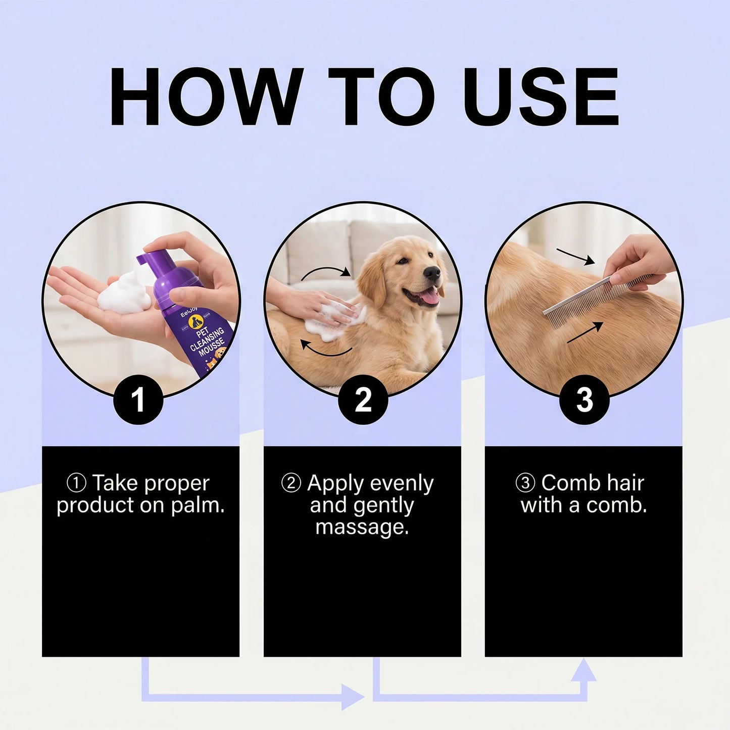 Pet Cleansing Mousse Gentle Dirt Remove Skin Soothing Odor Eliminator Long Lasting Fragrance No Rinse Dog Shampoo Foam 60ml