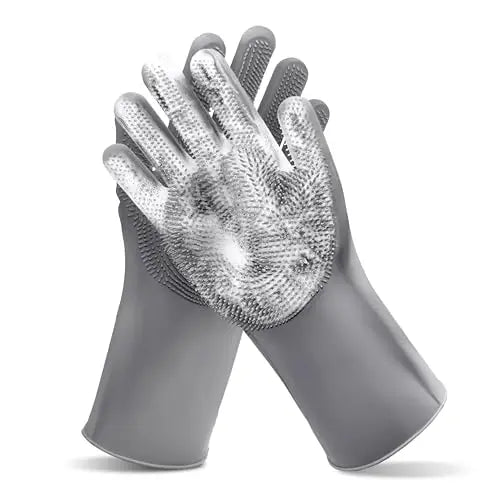 Pet Grooming Gloves - Heat Resistant Silicone Scrubber