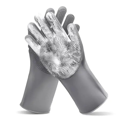 Pet Grooming Gloves - Heat Resistant Silicone Scrubber