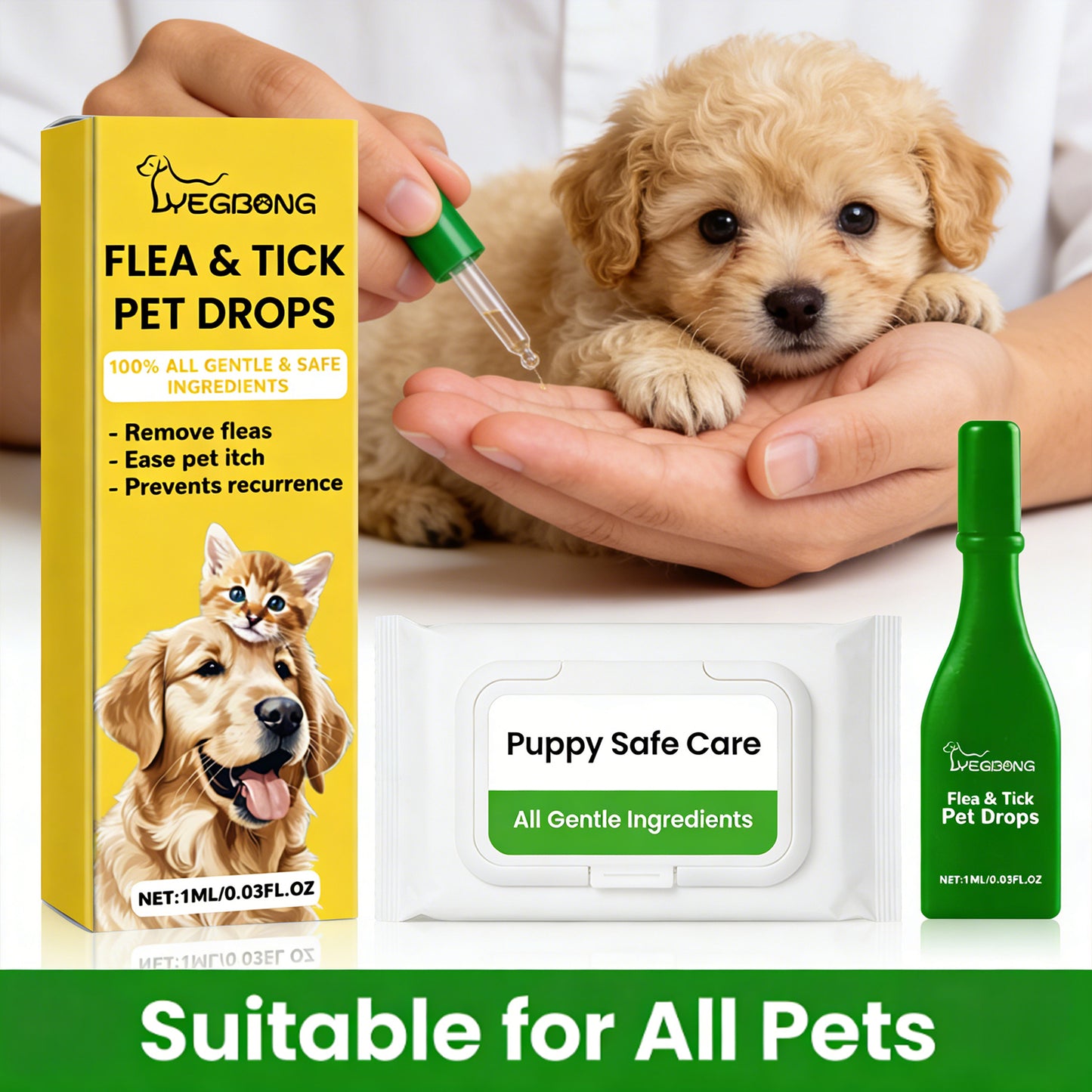 Dog Tick Flea Treatment Drops: Repel Fleas, Healthy Skin, Glossy Coat