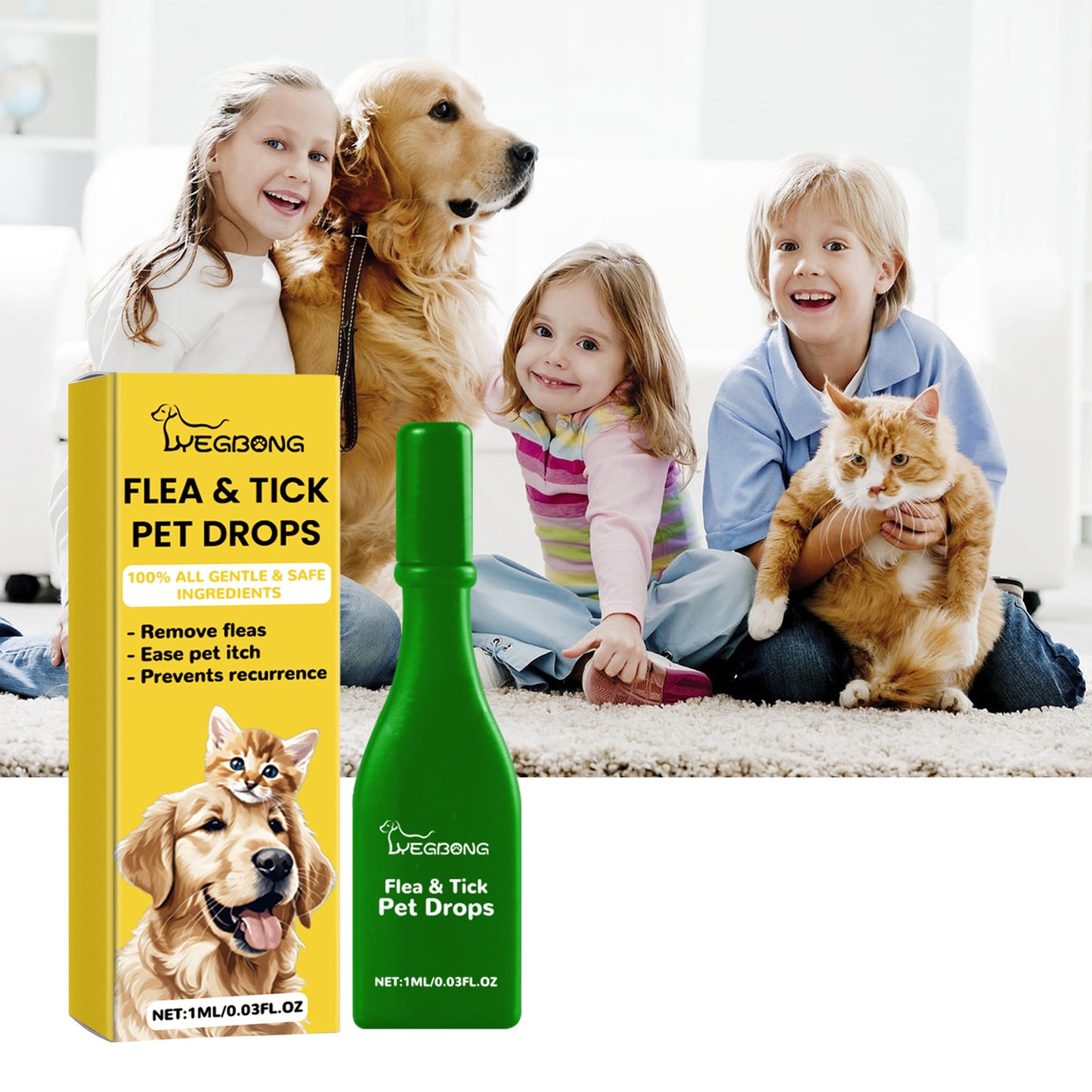 Dog Tick Flea Treatment Drops: Repel Fleas, Healthy Skin, Glossy Coat
